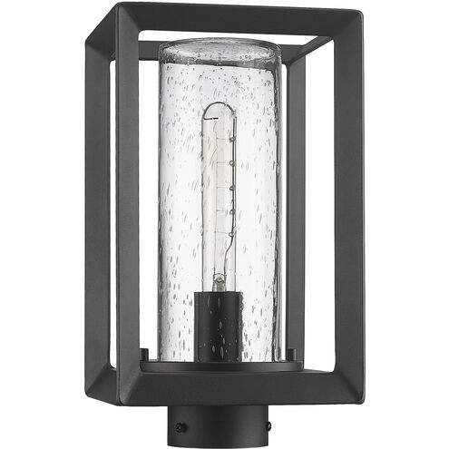 Smyth 1 Light 13 inch Natural Black Outdoor Post Light in Seeded Glass